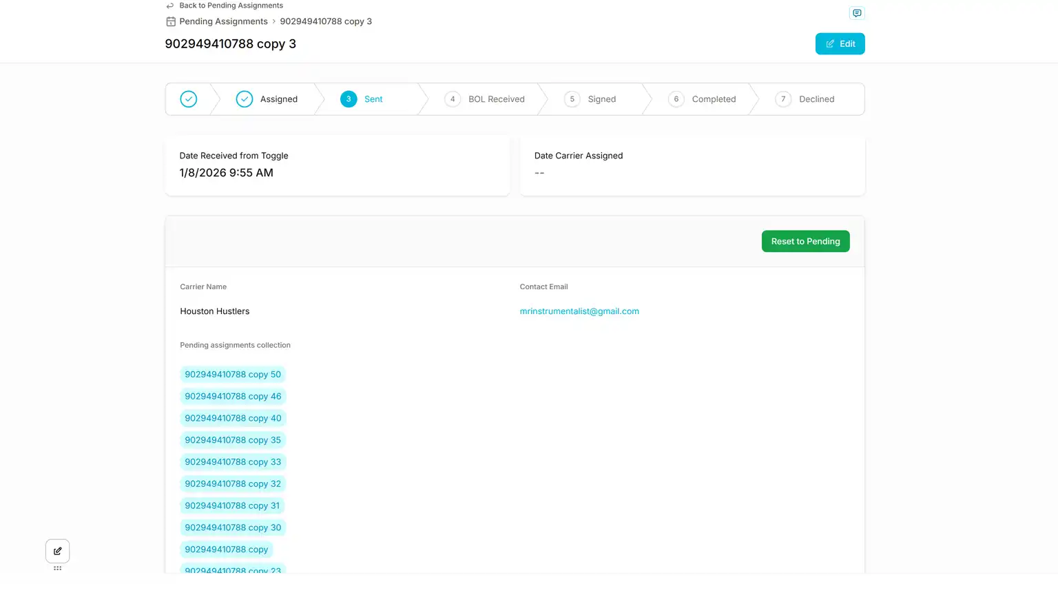 Load detail view in Ratecon Flow