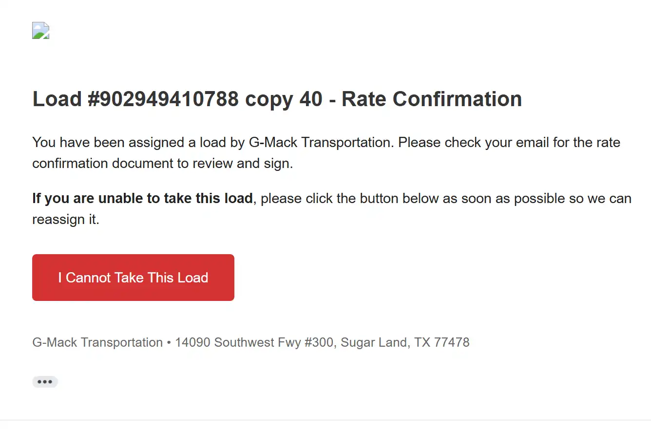 Carrier decline email