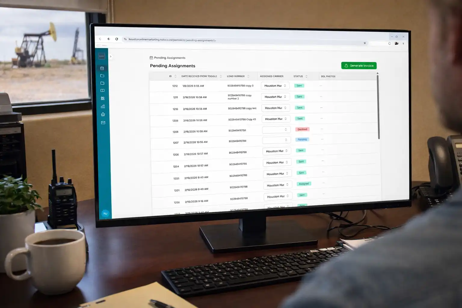 Ratecon Flow running in a dispatch office